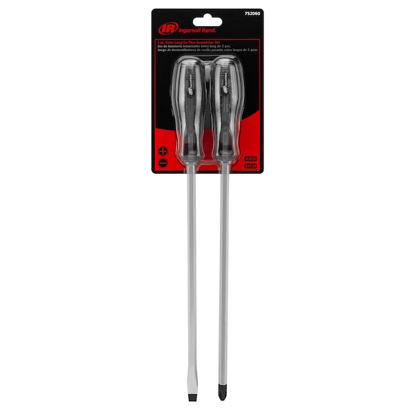 2Pc Extra Long Impact Go Thru Screwdriver Set
